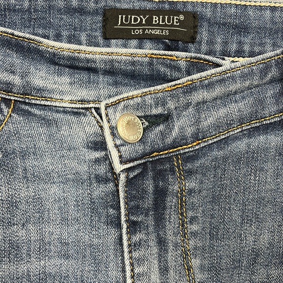 Judy Blue Womens Dad Jeans 13/31 Med Wash Frayed Hem Straight Leg Relaxed Fit - Picture 7 of 15